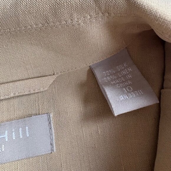 NWT Kate Hill Tan/Beige Silk Linen Luxury Blend 2-Piece Set Jacket & Pants Sz 10 - Picture 3 of 15